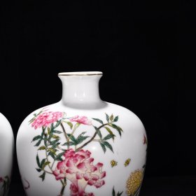 瓷器 清雍正珐琅彩花鸟纹梅瓶 高26厘米 宽11.5厘米