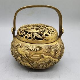 铜花鸟暖手炉，品相如图