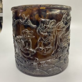 仿琥珀八仙过海笔筒 尺寸如图