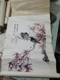 近现代花鸟大家董寿平（款）《枝禽图》 立轴。 尺寸：88*46cm。