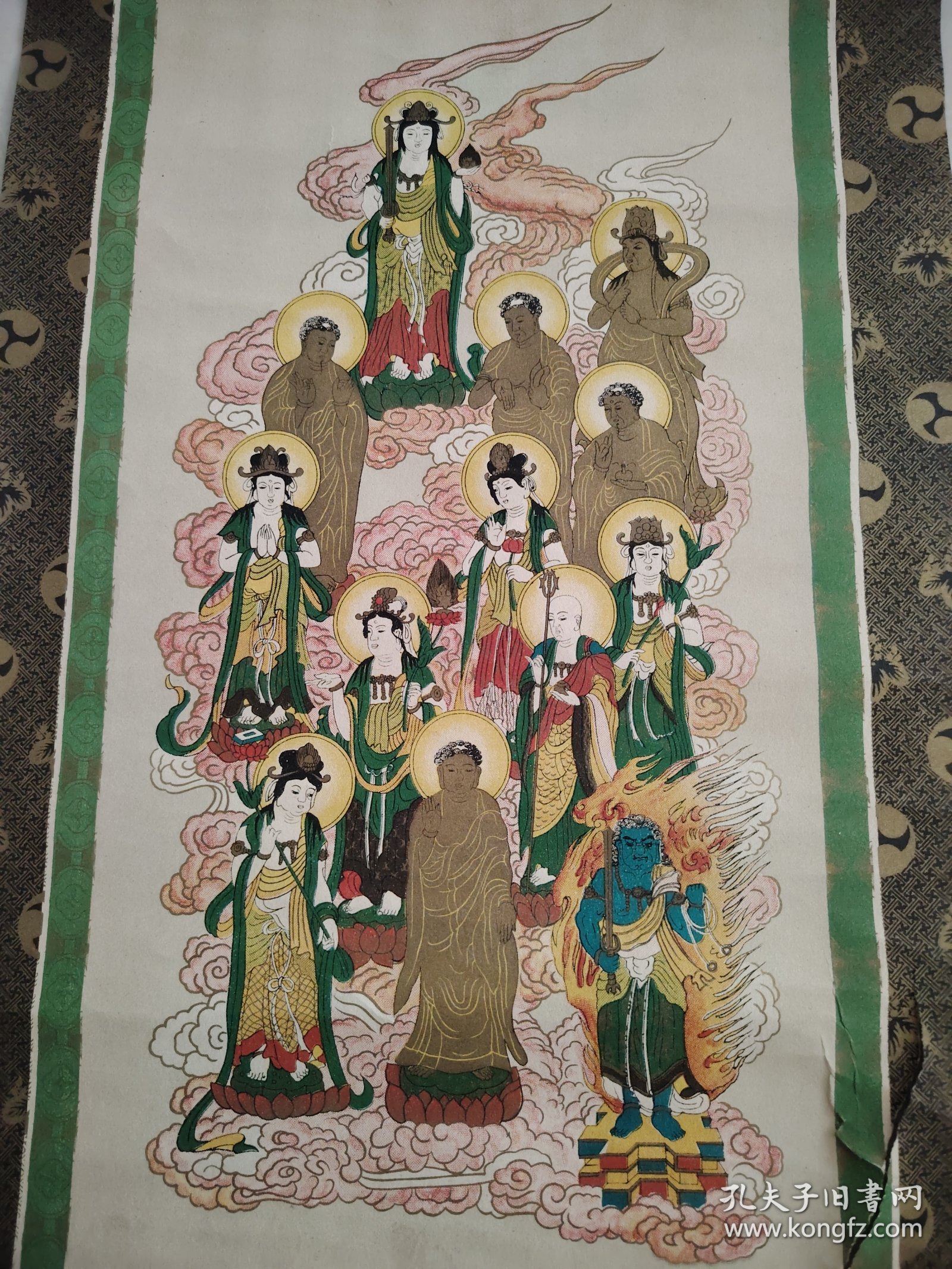 （8）立轴老画，彩色印刷，原装旧裱，尺寸96X37