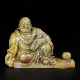 旧藏寿山石经书罗汉印章摆件
