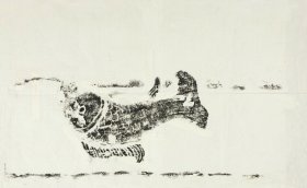四川乐山崖墓画像石–麻浩 鳞鱼图。拓片尺寸34.85*56.52厘米。宣纸艺术微喷复制。