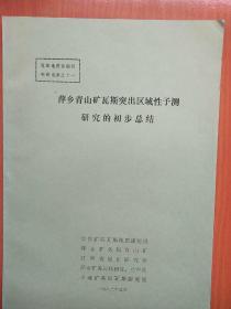 萍乡青山矿瓦斯突出区域性预测研究的初步总结