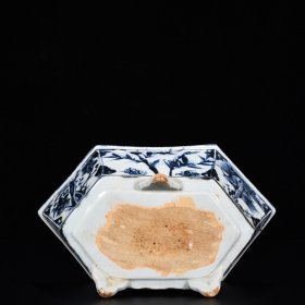 旧藏 元青花松竹梅纹六方盆 高10厘米 宽22.5厘米