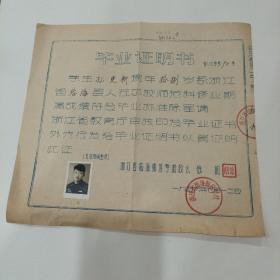 1956年，浙江省临海师范学校，毕业证明书，（26X27.5）