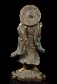 清民国铜鎏金达摩像