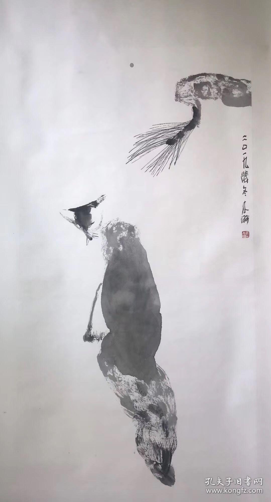 中美协会员崔来州四尺整卷轴收藏品。本店所有作品保真！