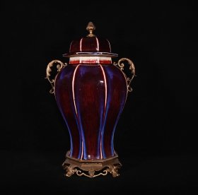 回流瓷大清雍正年制窑变玩盖罐，高52×31厘米