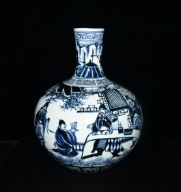 明宣德赏赐郑和青花人物故事天球瓶一对【43.5×34cm】