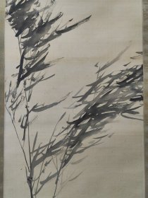 晚清民国,日本画坛泰斗,桥本关雪,绢本竹石图