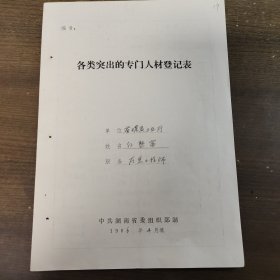 F109 各类突出的专门人才登记表 省煤炭工业厅总工程师孙熙富