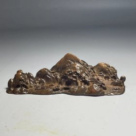 古玩铜器收藏紫铜富士山峰笔架 做工精致 包浆完美