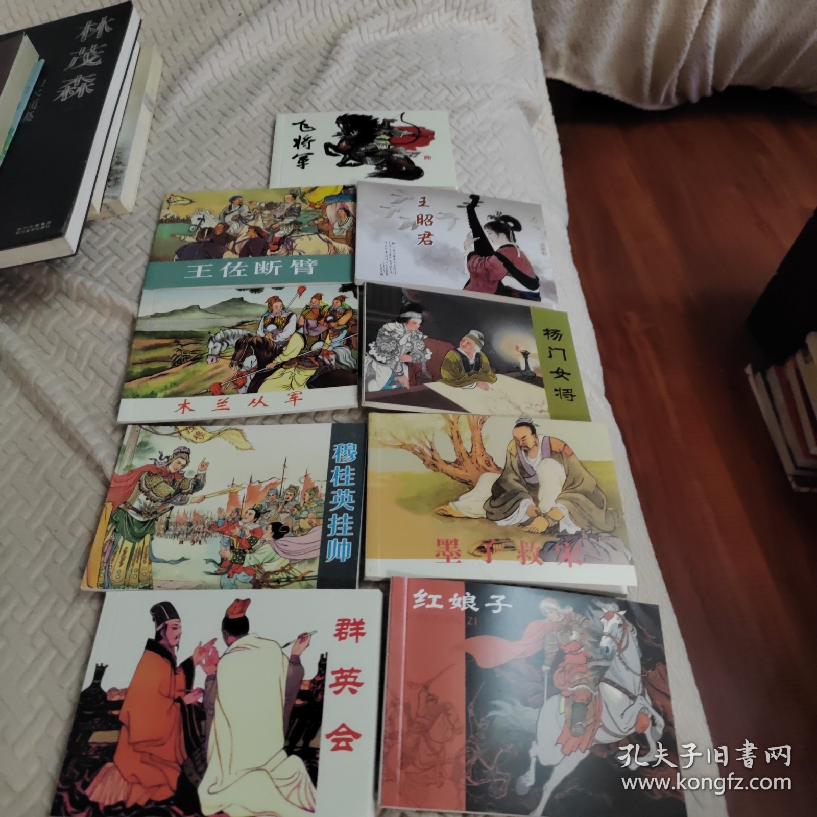 红娘子，群英会，墨子救宋，穆桂英挂帅，杨门女將，木兰从军，王昭君，王佐断臂，飞将军九本連环画合售。