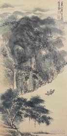 A126. 国画立轴，郑保乐款，《夏山消暑图》。郑保乐系傅抱石弟子。