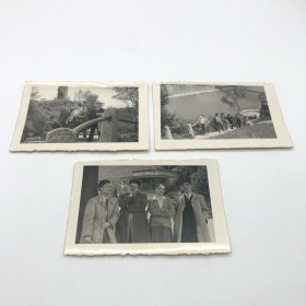 著名小提琴演奏家、中央乐团小提琴首席杨秉荪（1929-2017），同著名小提琴教育家陈继续（1934-2020）等，五十年代在匈牙利李斯特音乐学院学习期间，出游照片一组三枚（四人合影照片中左一杨秉荪，右一陈继续。巫漪丽旧藏）