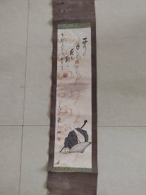 《15》挂轴老画，浮世绘， 回流原装旧裱，挂轴老书法画心尺寸78cmX19cm