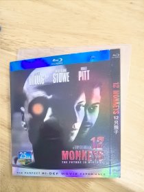 全新未拆封蓝光DVD电影《12只猴子》，美版A区蓝光版+中英韩泰日字幕+经典双版本国语配音评述中文。