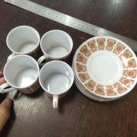 四套咖啡杯（中国界牌，花色漂亮）五六七十年代瓷