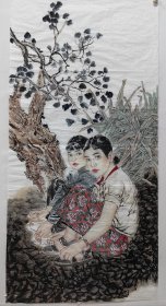 少女人物软片，王根生，尺寸 137x69公分
