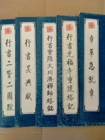 行书灵隐大川济禅师塔铭，行书光福寺重建塔记，行书吴兴赋，行书二赞二图跋，章草急就章