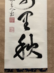 【黄檗信光，高僧】，书法茶挂
名称:老作品【书法茶挂】立轴
作者：自查
材质:纸本绫裱立轴，木盒
尺寸：34*122（画心尺寸cm）
        45*182（整体尺寸cm）
轴头：轴头完整
品相：老旧黄斑，