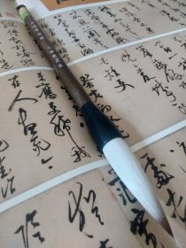 上海周虎臣 王遽常定制 纯羊狼兼毫 笔有肚 古竹旧笔杆 2000之前制笔 60*16mm