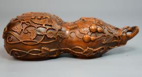 精品黄杨木吉祥葫芦摆件，尺寸；13*6.6*4厘米；重；129.3g
