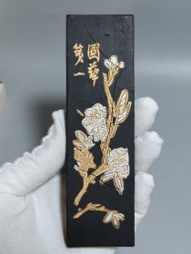 口创汇铁斋翁墨条墨锭老国墨徽州曹素功尧千氏油烟101 磨过底 ​长13.5cm，宽4cm