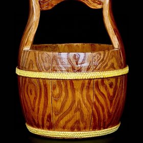 清乾隆仿生瓷木纹釉一桶天下;19x14厘米