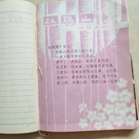 老笔记本--欢庆（内页插图为杜鹃山唱腔选段及人物）