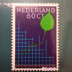 外国邮票荷兰邮票 1984年 商业会议 数据曲线和树叶 新 1全