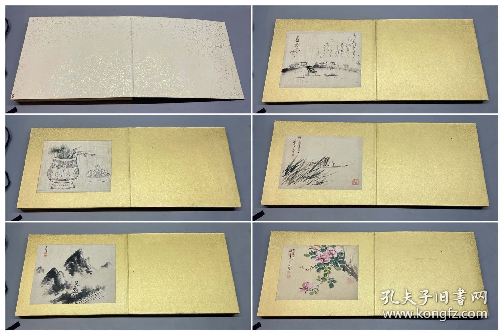 【深草元政，田能村直入，龟田鹏斋，泷和亭，大沼枕山，秦藏六，春木南湖，冈田半江，加藤千浪等，老册页一本】 名称:字画【古筆画帖12图】老作品， 作者：自查 材质:纸本绫裱册页，木盒 规格:18*25左右不一（画心尺寸cm） 28*35(册页尺寸cm) 品相:如图 老旧，黄斑，褶皱，破损缺肉，虫蛀等