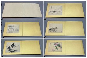 【深草元政，田能村直入，龟田鹏斋，泷和亭，大沼枕山，秦藏六，春木南湖，冈田半江，加藤千浪等，老册页一本】 名称:字画【古筆画帖12图】老作品， 作者：自查 材质:纸本绫裱册页，木盒 规格:18*25左右不一（画心尺寸cm） 28*35(册页尺寸cm) 品相:如图 老旧，黄斑，褶皱，破损缺肉，虫蛀等