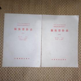 中华人民共和国铁道部 铁路旅客运输规程附件二--旅客票价表（一）（二）2本合售