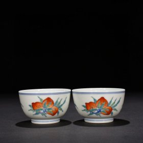 瓷器 清雍正斗彩三果纹杯 5*8厘米