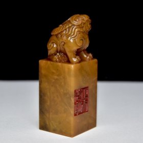 旧藏 寿山石田黄石印章重量：187克