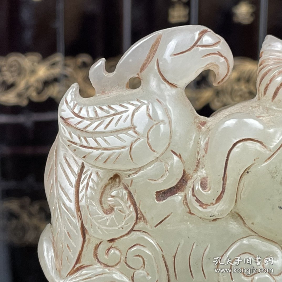 旧藏和田玉手把件，通体满工手工雕刻