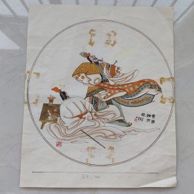 煮酒论英雄原稿1幅（应是山东美术出版社流出，三国演义连环画画稿，精美，直径30cm)