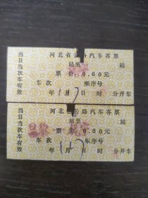 昌黎—抚宁 河北省公路汽车客票（2张）硬卡