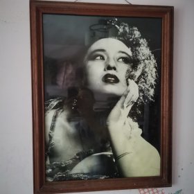 八九十年代美女照片：超大幅玻璃木框装裱美女黑白艺术照片（2幅•60cm*43CM）