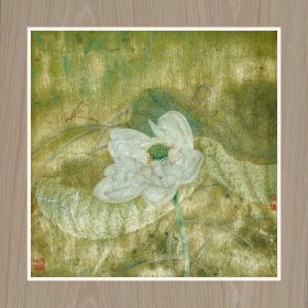 江宏伟 白荷33x33cm 宣纸高清微喷装饰画芯 国画临摹鉴赏范例