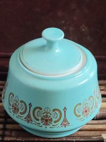 六七十年代 铜山 中国制造 描金手绘吉祥花纹茶叶罐 糖罐 一套