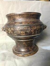古董  古玩收藏  铜器   铜香炉  传世铜炉 回流铜香炉   纯铜香炉   长30厘米，宽24厘米，高22.5厘米，重量12.2斤