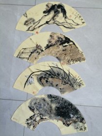 腊笺纸扇面作品四幅每幅50元