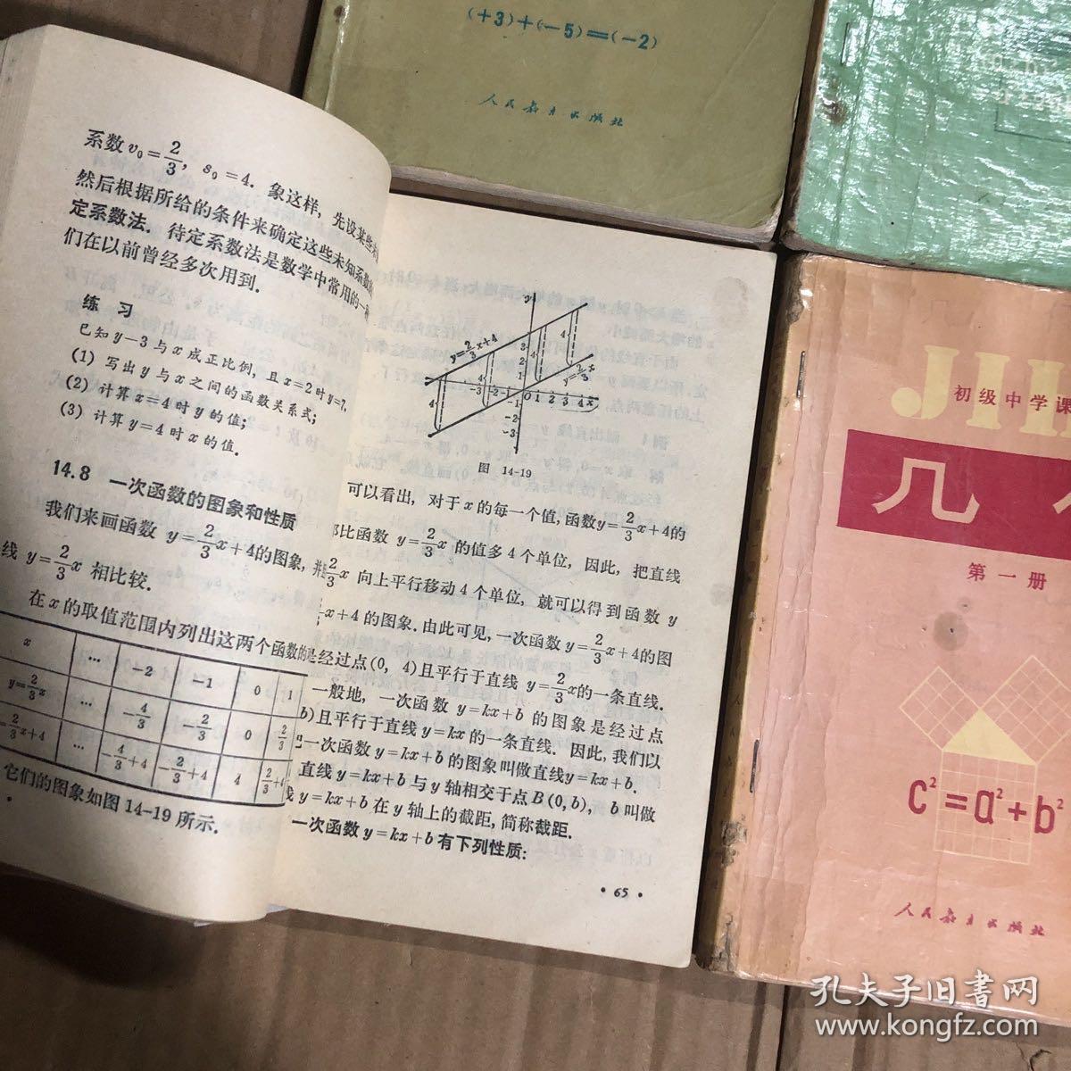 80年代90年代初中课本人教版正版老课本初级中学课本代数几何一套1-6册 实物拍摄