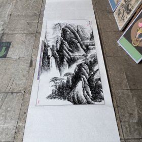 罗少文绘画水墨画／实物拍摄／高唐县名人，装表全长222厘米／宽72厘米／07货号