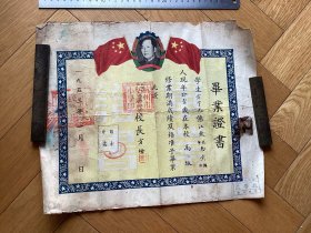 特价。罕见杭州私立惠兴小学毕业证书，1953年带伟人像，盖有公章有校长签名私章，背后还盖有两枚公章，杭州二中招生委员会等章。私立惠兴应该是现在杭州恵兴中学附近。pS老纸品品自鉴，不完美有缺点，如图所示，要求完美者慎拍