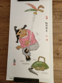 耿孟刚，1953年出生于河北石家庄。现为中国美术家协会会员，中国传统艺术鉴定评估委员会艺术家学部委员，中国当代艺术协会副主席，河北省漫画艺委会副会长，中国剑光书画院副院长兼高级院士，国家一级美术师。画芯尺寸:51x100(cm)，己托底，手绘保真。(43668#)