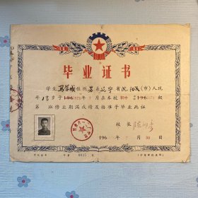 1973年毕业证书（国营八一二厂学校）